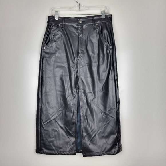 NWT Rag & Bone Sid Faux Leather Black Slit High Rise Skirt Size 28 - Picture 5 of 14